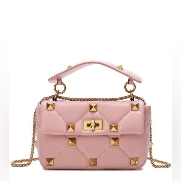 Valentino Garavani Handbags - Tiffany & Fred Paris Rockstud Pink Leather Designer Style Bag studded crossbody